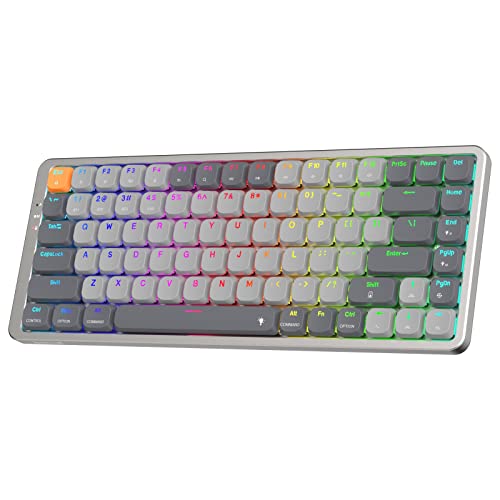 Redragon K652 75% RGB Mechanische Tastatur, Bluetooth/2,4ghz/kabelgebundener Tri-Modus 84 Tasten Gaming-Tastatur mit Aluminium-Plate, für Win/mac System & Low Profile Braune Schalter von Redragon