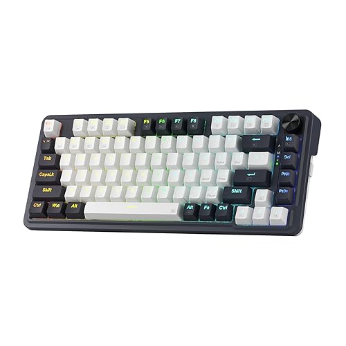 Redragon K673 PRO RGB-Gaming-Tastatur mit 75% kabelloser Dichtung, 3 Modi, 81 Tasten, kompakte mechanische Tastatur, spezielle Knopfsteuerung und schallabsorbierende Pads, linearer roter Schalter von Redragon
