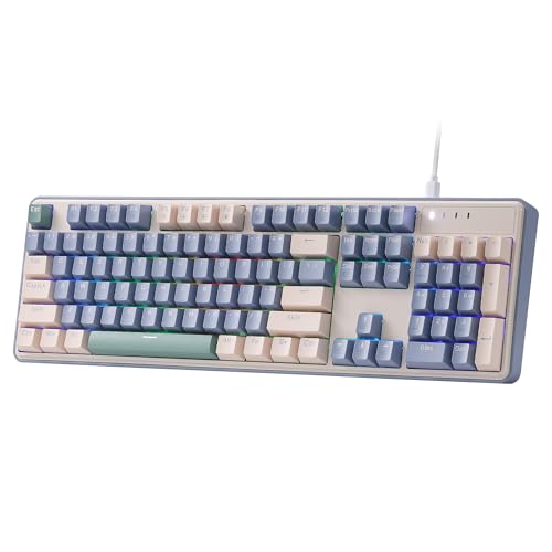 Redragon K685 104 Tasten Kabelgebundene RGB-Gaming-Tastatur mit Dichtung, 100% Layout Mechanische Tastatur mit Hot-Swap-Sockel, Schallabsorbierenden Pads und Linear Custom Switch, Vintage Blau von Redragon