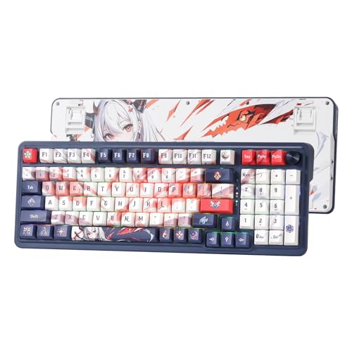 Redragon K686 PRO RGB-Gaming-Tastatur mit 98 Tasten, kabelloser Dichtung, mechanische Anime-Tastatur mit 3 Modi, Hot-Swap-Buchse, spezieller Drehknopfsteuerung und schallabsorbierenden Pads von Redragon