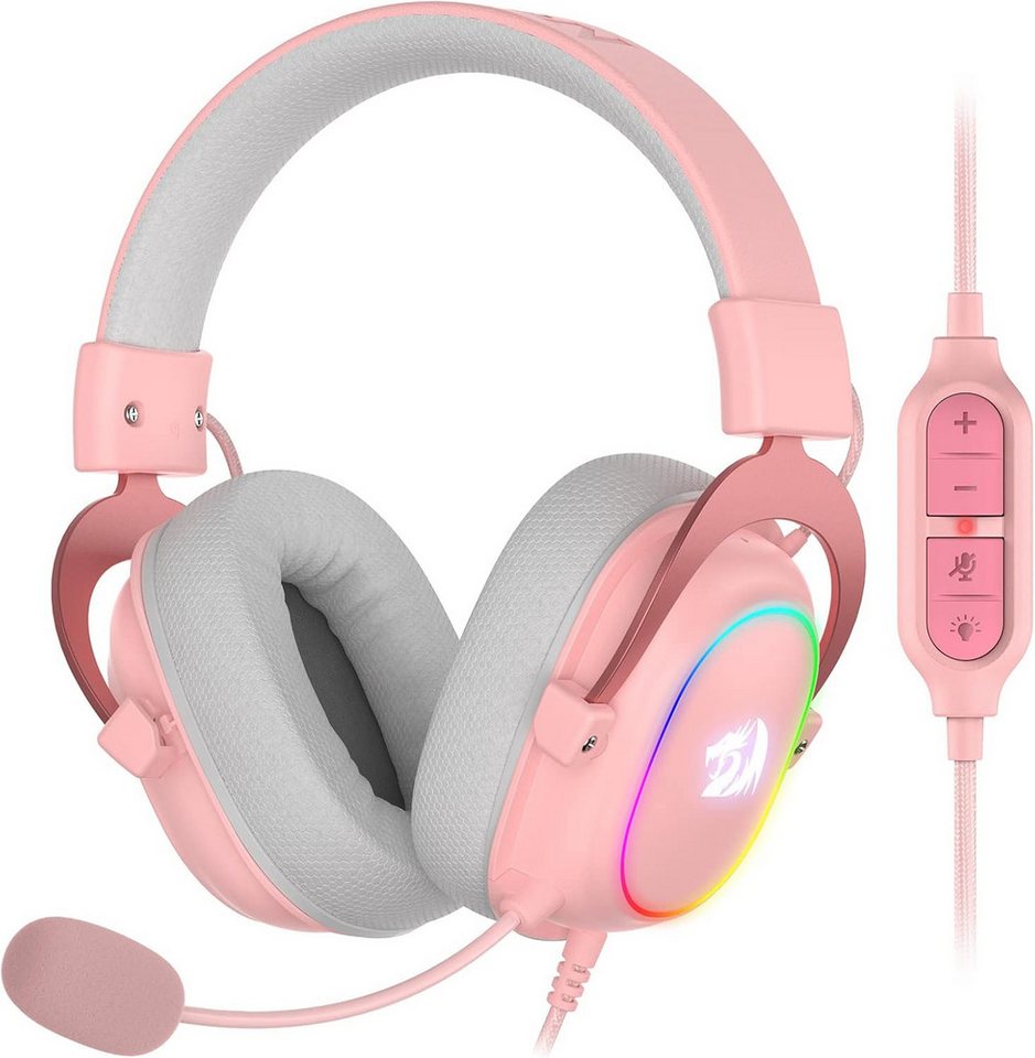 Redragon Klarer Audio 7.1 Surround-Sound mit 53MM-Treiber Abnehmbares Mikrofon Gaming-Headset (Dank der integrierten Steuerung lassen sich Lautstärke und Mikrofon bequem anpassen. Bleiben Sie flexibel und passen Sie Einstellungen schnell und mühelos an., mit Geräuschunterdrückung sorgt für verzerrungsfreie Kommunikation) von Redragon