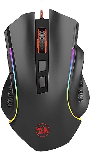 Redragon M607 Griffin Gaming Mouse, Pixart PMW3212 7200 DPI Optical Sensor, RGB Customizable Lighting, 7 Programmable Buttons, Integrated Memory, Switches 10 Million Clicks, schwarz von Redragon