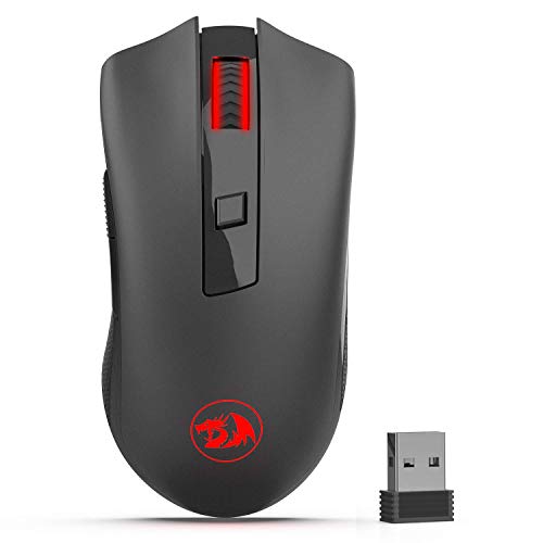 Redragon M652 Optische 2.4G Wireless Maus mit USB-Empfänger, tragbare Gaming & Office Mäuse, 5 einstellbare DPI-Stufen, 6 Tasten für Desktop, MacBook, Notebook, PC, Laptop, Computer von Redragon