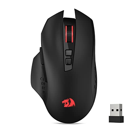 Redragon M656 Gainer Kabellose Gaming Maus, 4000 DPI, 2.4Ghz Gamer Maus, Wiederaufladbare Gaming-Maus, Wireless Verbindung, 7 programmierbare Tasten, Rote Hintergrundbeleuchtung, für PC/Mac/Laptop von Redragon