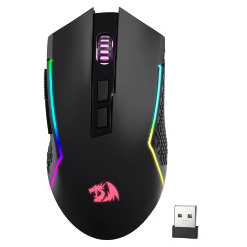 Redragon M693 Wireless Gaming Mouse, 8000 DPI kabelgebundene/drahtlose Gamer-Maus mit 3-Modi-Verbindung, Bluetooth & 2.4G Wireless, 7 Makro-Tasten, langlebige Akkukapazität und RGB für PC/Mac/Laptop von Redragon