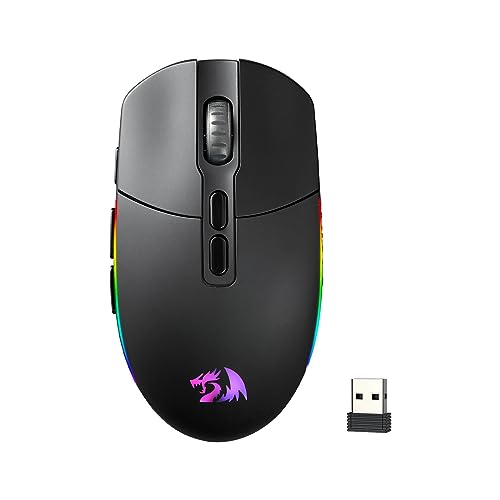 Redragon M719 Kabellose optische Gaming-Maus, 7 programmierbare Tasten, RGB-Hintergrundbeleuchtung, 10.000 DPI, Ergonomische PC-Computer-Gaming-Mäuse mit Feuertaste von Redragon