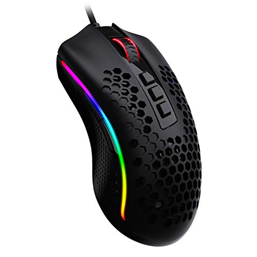 Redragon M808 Storm Leichtgewicht RGB Gaming Maus, 85g Ultraleichte Waben Design - 12.400 DPI Optischer Sensor - 7 Programmierbare Tasten - Präzise Registrierung - Super-Light-Kabel (Schwarz) von Redragon