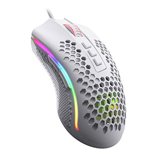 Redragon M808 Storm Leichtgewicht RGB Gaming Maus, 85g Ultraleichte Waben Design - 12.400 DPI Optischer Sensor - 7 Programmierbare Tasten - Präzise Registrierung - Super-Light-Kabel (Weiß) von Redragon