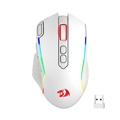 Redragon M810 Pro Kabellose Gaming-Maus, 10000 DPI Kabelgebundene/Kabellose Gamer-Maus mit Schnellfeuertaste, 8 Makrotasten, 45 Stunden Dauerleistung und RGB-Hintergrundbeleuchtung für PC/Mac/Laptop von Redragon