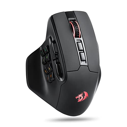 Redragon M811 Pro Wireless MMO Gaming Maus, 15 Programmierbare Tasten, RGB-Maus, 10 Seitlichen Makrotasten, Software Unterstützt DIY Tastaturbelegungen & Hintergrundbeleuchtung von Redragon