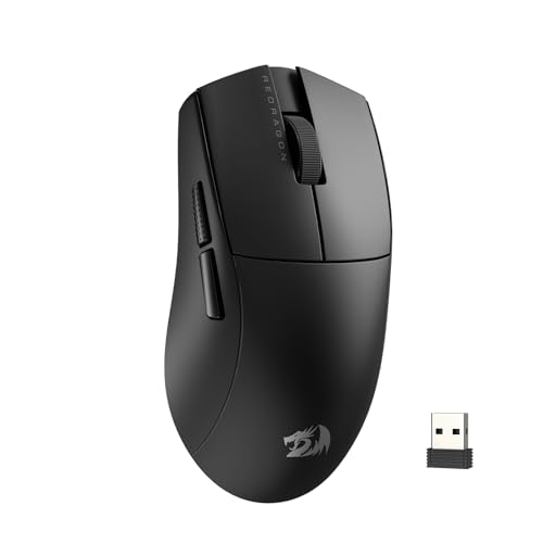 Redragon M916 Kabellose Gaming Maus, 49G Ultra-Light 8K DPI 2.4G Kabellose Gaming-Maus mit ergonomischem Griff, voll programmierbare Tasten, Software unterstützt DIY Keybinds & DPI, Schwarz von Redragon