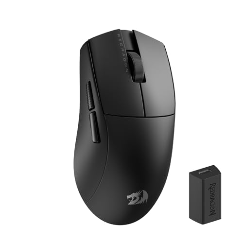 Redragon M916 PRO 3-Modus Wireless Gaming Maus, Hyperschnelle 4K Polling Rate, 49G Ultra-Leicht 26K DPI Maus mit Ergonomischem Natürlichem Griff, Neudefinierbare Makrotasten, Softwareunterstützt von Redragon
