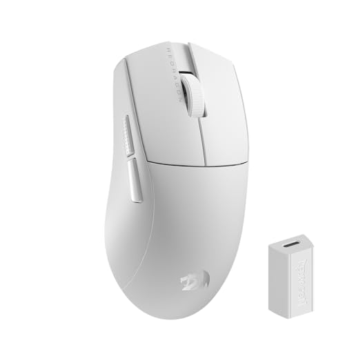 Redragon M916 PRO 3 Modus Wireless Gaming Maus, Hype Speed 4K Abfragerate, 49G ultraleichte 26K DPI Gamer Maus mit ergonomischer natürlicher Griffkonstruktion, neu definierbare Makrotasten, Weiß von Redragon