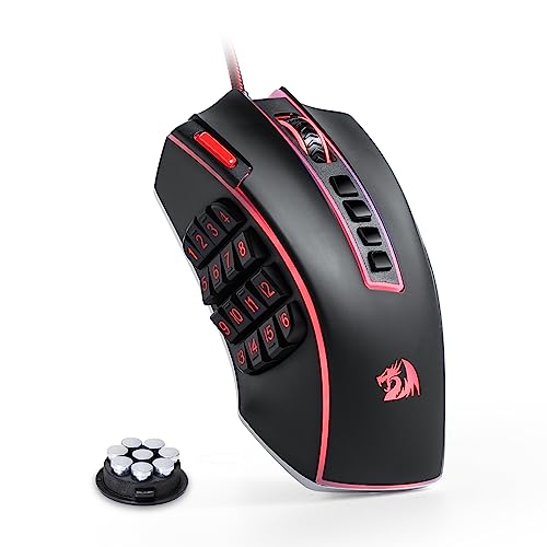 Redragon M990 MMO Gaming Maus, 32000 DPI Hochpräzise kabelgebundene RGB Maus mit 23 programmierbaren Tasten, 16 seitlichen Makrotasten, Softwareunterstützung, Aluminiumbasis von Redragon
