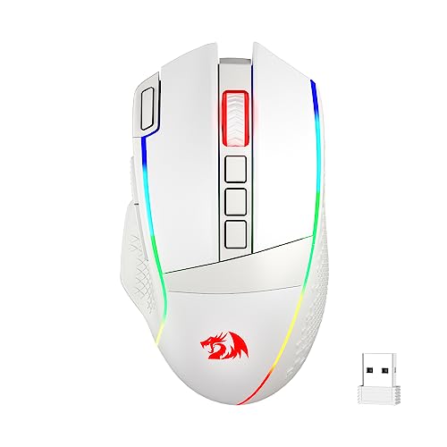 Redragon M991 Kabellose Gaming-Maus, 19.000 DPI kabelgebundene/kabellose Gamer-Maus mit Schnellfeuertaste, 9 Makrotasten, 45 Stunden dauerhafte Stromversorgung und RGB für PC/Mac/Laptop von Redragon