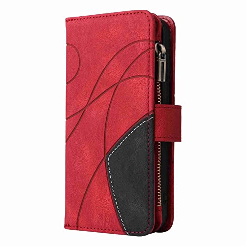 Handyhülle Redmi 10C Hülle Klappbar PU Leder Klapphülle für Xiaomi Redmi 10C Schutzhülle Flip Case mit Kartenfach Standfunktion Tasche Magnetschnalle Redmi 10C Cover, Rot von Reevermap