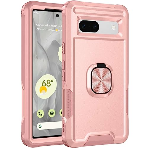 Hülle für Google Pixel 6 Case Militär Armor Stoßfest Handyhülle mit Metal Ring Halter Ständer Schutzhülle Fingerhalter Magnetische Autohalterung Cover für Pixel 6, Pink von Reevermap