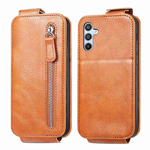 Reevermap Klapphülle kompatibel mit Samsung A54 5G Hülle Leder Hochwertige Schutzhülle mit Karten Steckfächern und Vertikale Klappabdeckung Cover Case für Samsung Galaxy A54 5G, Brown von Reevermap