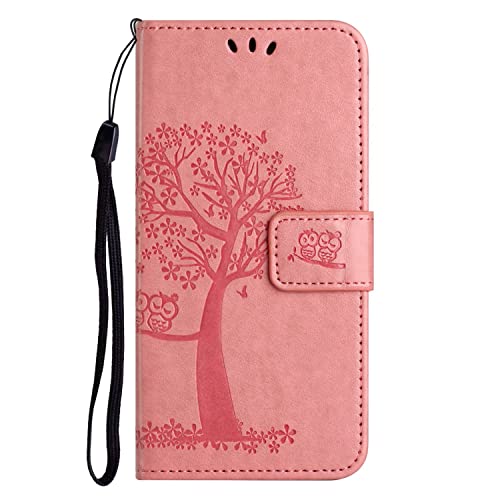 Reevermap Kompatibel mit Honor X6a Hülle Lederhülle Wallet Flip Case mit Kartenfächern Handyhülle Klapphülle Brieftasche Etui Standfunktion Schutzhülle für Honor X6a, Pink von Reevermap