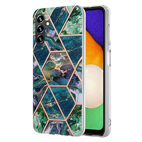 Reevermap Silikonhülle für Samsung Galaxy A34 5G Hülle Stoßfest Marmor TPU Glänzend Schutzhülle Weiches Full-Protective Bumper Case Handyhülle für Samsung A34 5G, Blau Grün von Reevermap