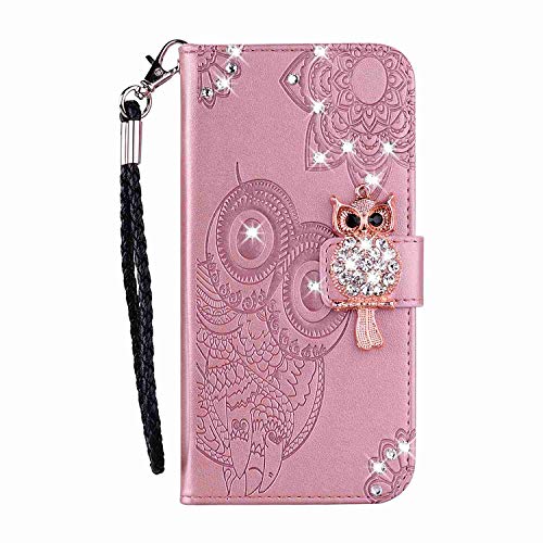Reevermap iPhone SE 2022 Hülle iPhone SE 2020, iPhone 8 Handyhülle iPhone 7 Flipcase Kredit Karten Fach Geldklammer Leder Tasche Glitzer Bling Eule Schale Schutzhülle, Roségold Reevermap iPhone SE 2022 Hülle iPhone SE 2020, iPhone 8 Handyhülle iPhone 7 Flipcase Kredit Karten Fach Geldklammer Leder Tasche Glitzer Bling Eule Schale Schutzhülle, Roségold von Reevermap