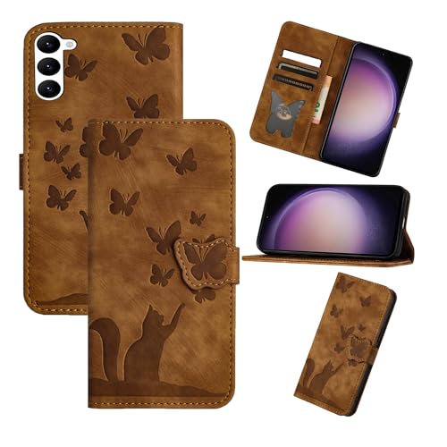 Refilerss Flip Hülle für Samsung Galaxy S23 Plus 6.6 Zoll PU Leder Wallet Case mit Kartenfach Magnetverschluss Standfunktion Cover Katze Schmetterling Muster - Braun Refilerss Flip Hülle für Samsung Galaxy S23 Plus 6.6 Zoll PU Leder Wallet Case mit Kartenfach Magnetverschluss Standfunktion Cover Katze Schmetterling Muster - Braun von Refilerss