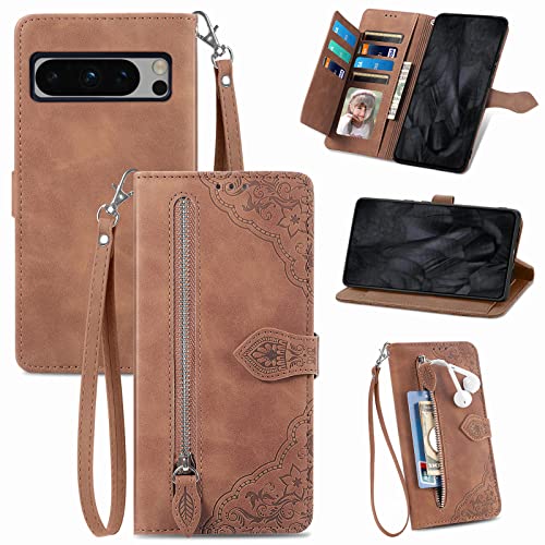 Refilerss Schutzhülle für Google Pixel 8 Pro, Brieftaschenformat, Reißverschlussfach mit Kartenschlitz, Magnetverschluss, Lanyard, Klapphülle für Pixel 8 Pro, Braun Refilerss Schutzhülle für Google Pixel 8 Pro, Brieftaschenformat, Reißverschlussfach mit Kartenschlitz, Magnetverschluss, Lanyard, Klapphülle für Pixel 8 Pro, Braun von Refilerss