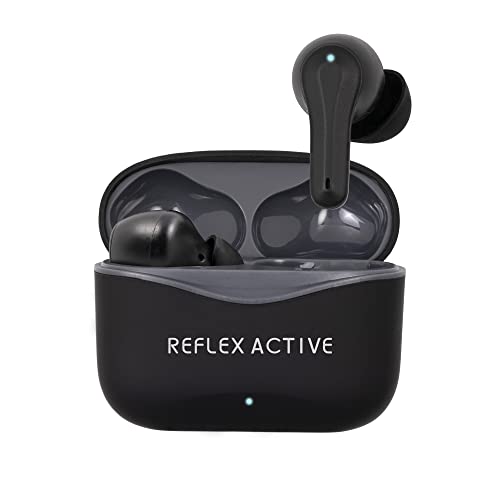 Reflex Active PRO TWS Inear-Kopfhörer mit BT5.2 mit aktiver Geräuschunterdrückung und sicherer Transparenzfunktion Schwarze Gummilackierung mit Markenlogo auf der Hülle von Reflex Active