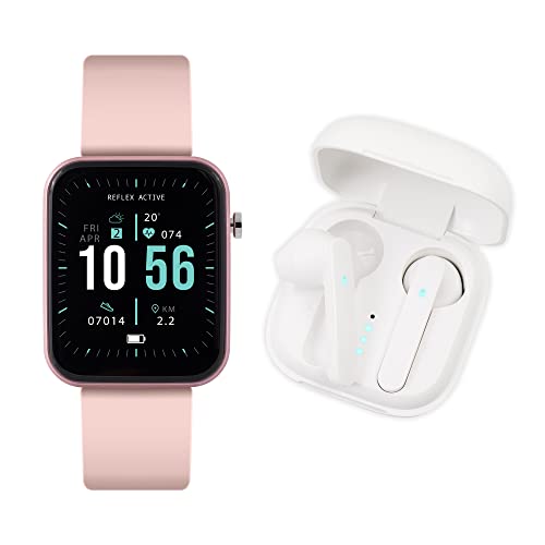 Reflex Active Pink Smart Watch und Ohrhörer Set RA13-2138-TWS, Rose, Modern von Reflex Active