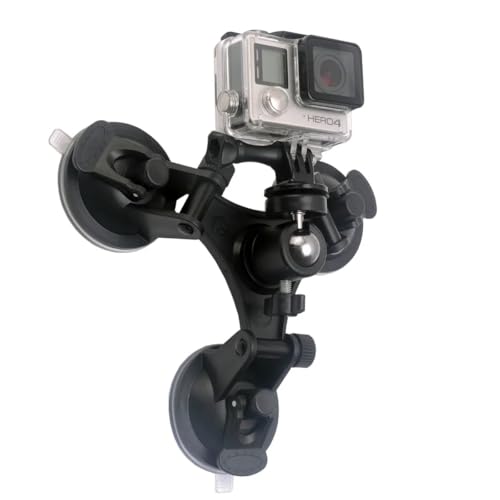 Action Kamera Auto Windschutzscheibe Dreifach Saugnapf Halterung Halter Ständer mit 1/4 Zoll Schraube, 360° Kugelkopf - Kompatibel mit Go Pro, Insta 360, D J I Osmo, Plus Andere - Starker Sicherer Action Kamera Auto Windschutzscheibe Dreifach Saugnapf Halterung Halter Ständer mit 1/4 Zoll Schraube, 360° Kugelkopf - Kompatibel mit Go Pro, Insta 360, D J I Osmo, Plus Andere - Starker Sicherer von Reflex Camera