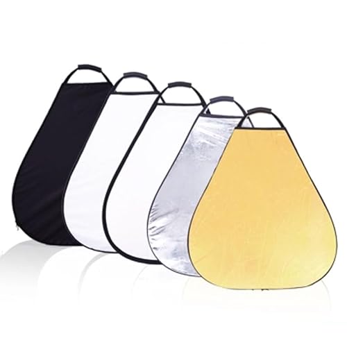 REFLEX CAMERA 5-in-1 Dreieck-Fotografie-Reflektor, 30 cm, Gold, Silber, Weiß, Transparent, Schwarz, Einhandgriff, tragbarer, langlebiger Lichtreflektor mit Tragetasche (60 cm) von Reflex Camera