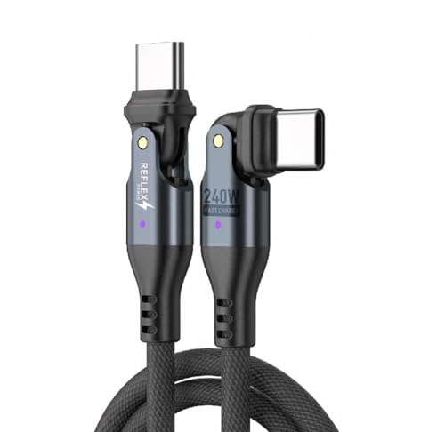 Reflex Power USB-C-Kabel, 240 W, 1 m, superschnelles Aufladen, 240 W, Typ C auf C PD, 240 W, Lade- und Datensynchronisationskabel mit doppelter Biege, 180° LED-Anzeige, Enden für Handy, Laptops Reflex Power USB-C-Kabel, 240 W, 1 m, superschnelles Aufladen, 240 W, Typ C auf C PD, 240 W, Lade- und Datensynchronisationskabel mit doppelter Biege, 180° LED-Anzeige, Enden für Handy, Laptops von Reflex Camera