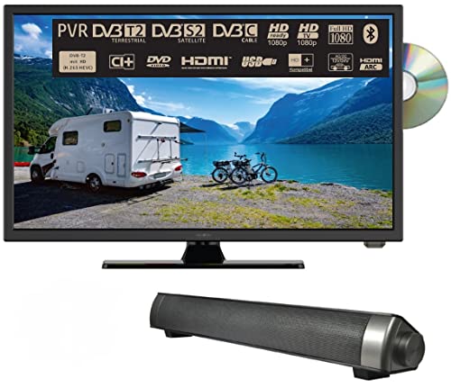 Reflexion LDDW240SB+ | DVD-Player| LED-Fernseher | 24 Zoll | für Wohnmobile und Wohnwagen | 12V KFZ-Adapter | mit Soundbar | Full-HD Auflösung | HDMI, USB, Bluetooth | erschütterungsfest von Reflexion_TV