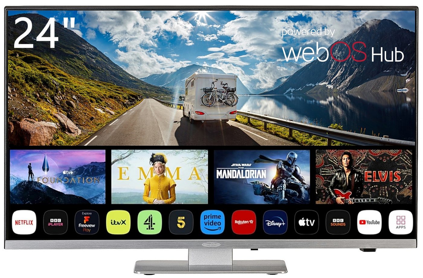 Reflexion LDDX24IBT LED-Fernseher (60,00 cm/24 Zoll, Full HD, Smart-TV, powerd by webOS Hub (LG), DC IN 12 Volt / 24 Volt, Netzteil 230 Volt, integrierter DVD-Player) von Reflexion