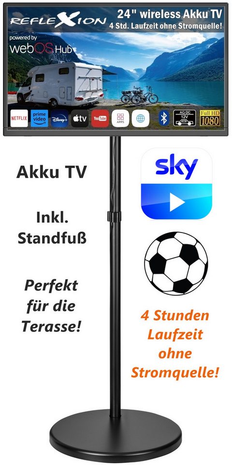 Reflexion LEDA24OSBT LED-Fernseher (60,00 cm/24 Zoll, Full HD, Smart-TV, webOSHub, 12V / 230V Akku Fernseher für Wohnwagen, Wohnmobil, Camping) von Reflexion