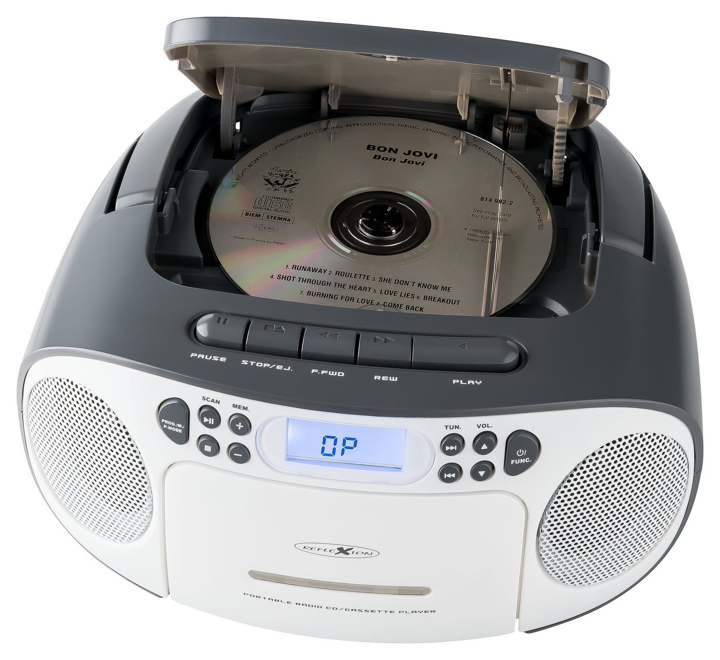 Reflexion RCR2260 Boombox (UKW PLL Stereo Radio, 20 W, Tragbare Boombox CD/Radio/Kassette, LCD-Display, AUX-Eingang, Kopfhörer-Anschluss) von Reflexion