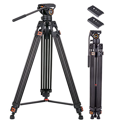 Videostativ, Refoni AF30L Professionelles Kamera Stativ, 181 cm Aluminium Doppelrohr Kamerastativbein mit 360 Grad Neigekopf und Schnellwechselplatte für DSLR, Camcorder, Kameras bis 6 kg von Refoni