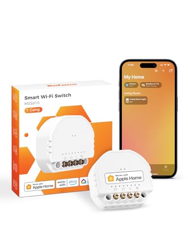 Refoss Mini Smart WLAN Relais Schalter, 1 Weg 1 Gang Lichtschalter mit Apple HomeKit, Alexa & Google Home, 2,4GHz, 250V 10A, 1 Stück(Erforderlich Neutraldraht) von Refoss