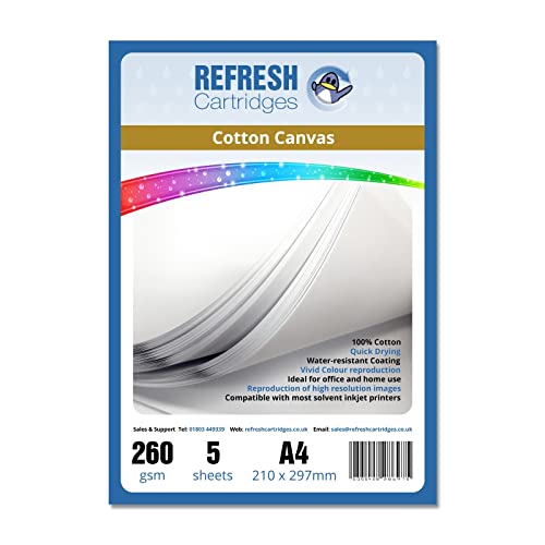 Refresh Cartridges Canvas Cotton A4 Inkjet Fotopapier 260 g/m² – 5 Blatt von Refresh Cartridges