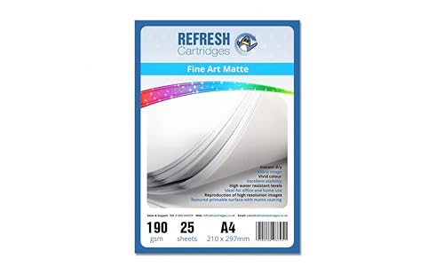 Refresh Cartridges Fine Art strukturiertes, mattes A4-Inkjet-Fotopapier, 190 g/m² – 25 Blatt von Refresh Cartridges