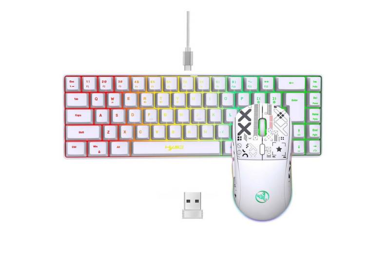 Refttenw 60% Mini Tastatur Maus Set Ergonomisches RGB-Hintergrundbeleuchtung Tastatur- und Maus-Set von Refttenw