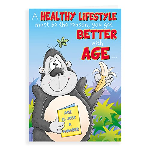 Lustige Geburtstagskarte "Chimp healthy life", 17,8 x 12,7 cm von Regal Publishing