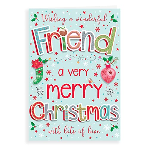 Moderne Weihnachtskarte "Friend", 22,9 x 15,2 cm, von Regal Publishing von Regal Publishing