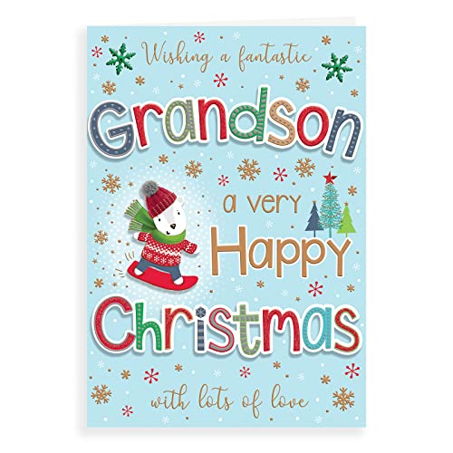 Moderne Weihnachtskarte für Enkelsohn – 22,9 x 15,2 cm – Regal Publishing von Regal Publishing