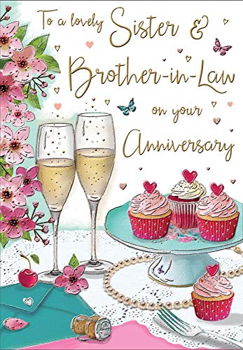 Regal Publishing Jubiläumskarte (C80070) für Schwester und Bruder in Law, Champagner und Cupcakes, 22,9 x 15,2 cm von Regal Publishing