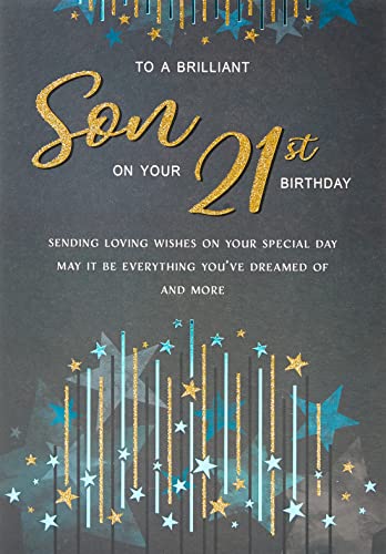 Regal Publishing Moderne Geburtstagskarte zum 21. Sohn – 22,9 x 15,2 cm, Schwarz von Regal Publishing
