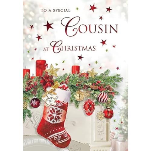 Regal Publishing Traditionelle Weihnachtskarte, Cousin, Strumpf – 22,9 x 15,2 cm – Piccadilly Greetings von Regal Publishing