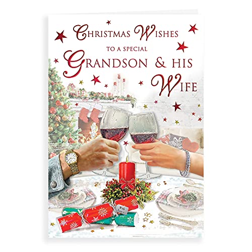 Traditionelle Weihnachtskarte für Enkel und Ehefrau, 22,9 x 15,2 cm von Regal Publishing