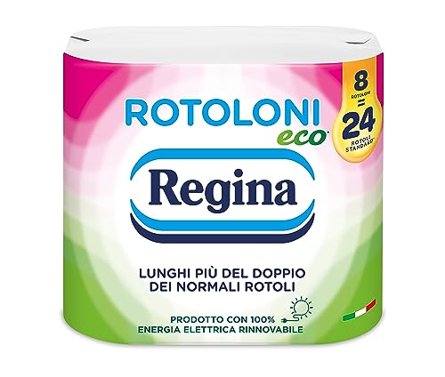 Regina Rollen Eco - 8 Maxi Rollen Toilettenpapier, 500 Blatt, 2-lagig, länger als doppelt so lange wie normale Rollen, Verpackung aus recycelbarem Papier, 100% FSC-zertifiziertes Papier von Regina