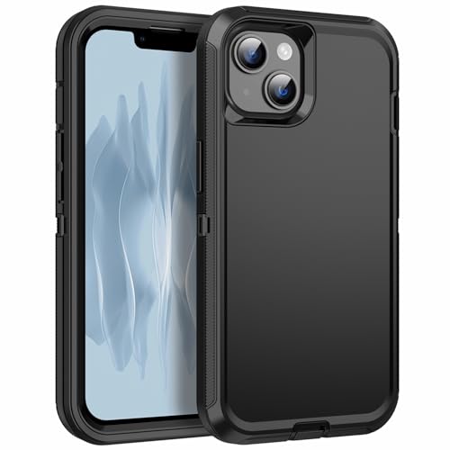 RegSun Kompatibel mit iPhone 13/14/15 Hülle, stoßfest, 3-lagiger Rundumschutz [ohne Displayschutzfolie], robuste Hartschale für iPhone 13/14/15, 15,5 cm (6,1 Zoll), Schwarz von Regsun